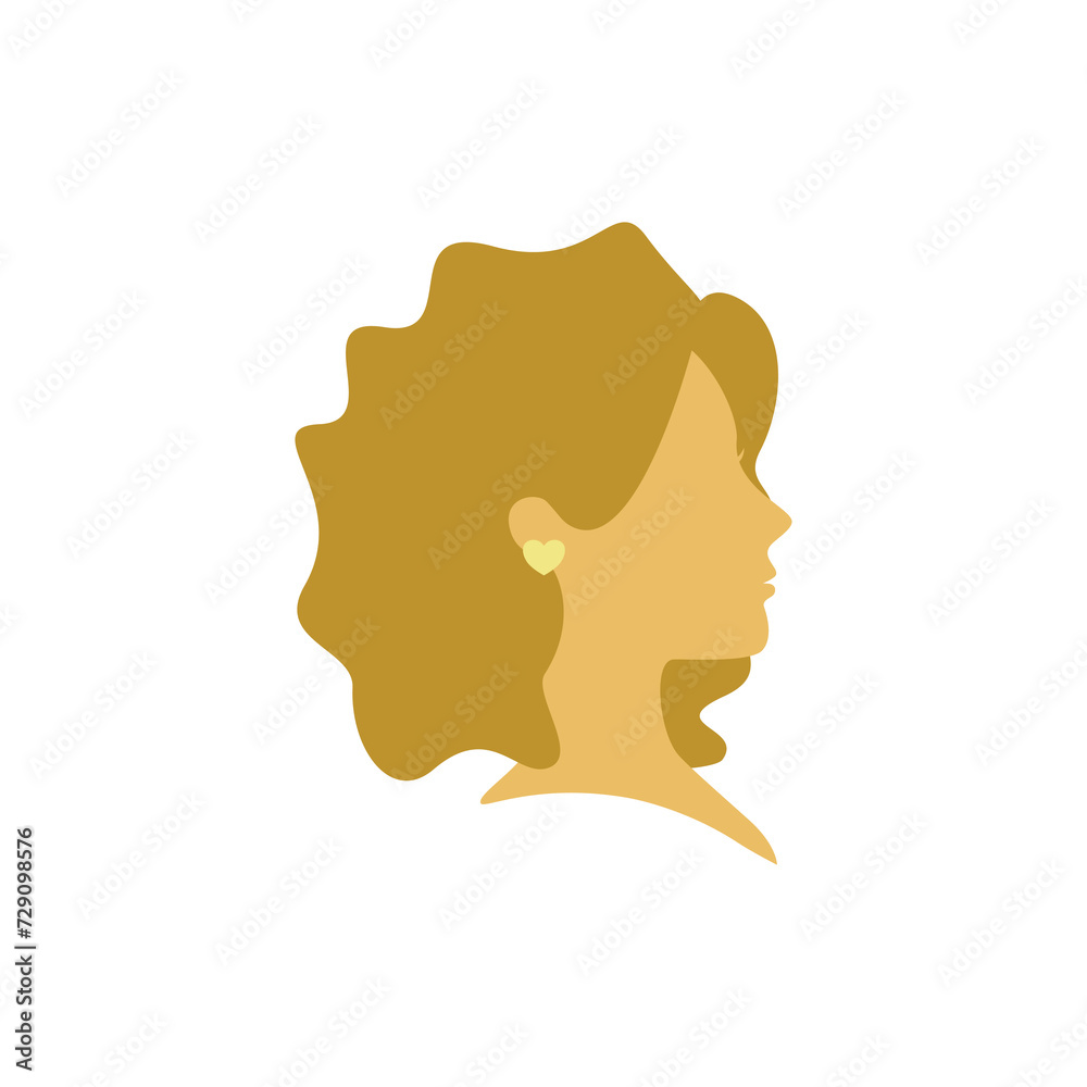 Illustration of side view of beautiful woman's face with colored hair