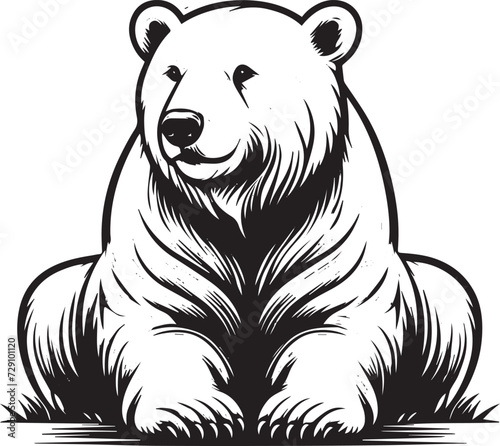 Polar bear silhouette isolated on white background
