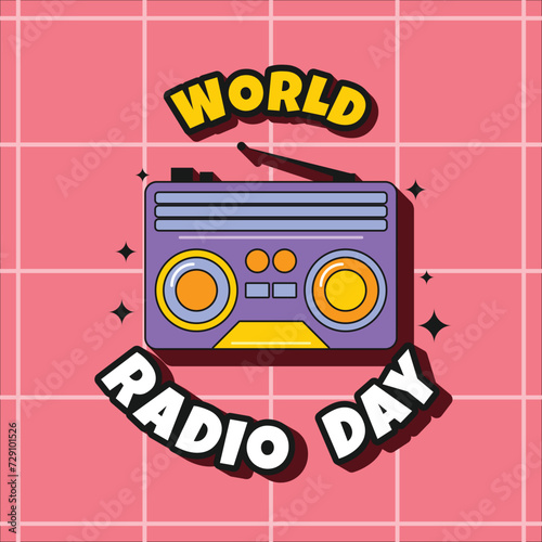 World Radio Day Retro Style Vector Design