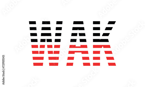 WAK three initial letter iconic line negative space minimal logo design vector template. monogram, abstract, wordmark, business, typography, minimalist, brand, company, flat, modern, unique, simple