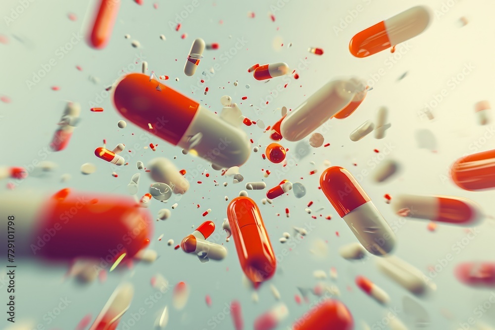 Medicine pharmaceuticals healthcare, healthy pills and capsules ailments. Health and cure illnesses. Risk of explosion, drugs carefully prescribed and isolated. White tablets pain relief painkillers. Medicine pharmaceuticals healthcare, healthy pills and capsules ailments. Health and cure illnesses. Risk of explosion, drugs carefully prescribed and isolated. White tablets pain relief painkillers.