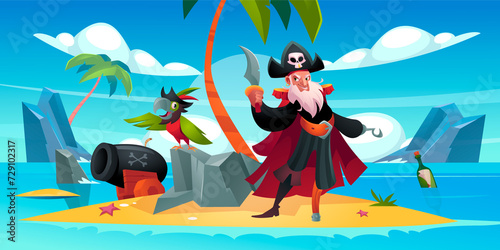 Pirate adventure composition in flat design