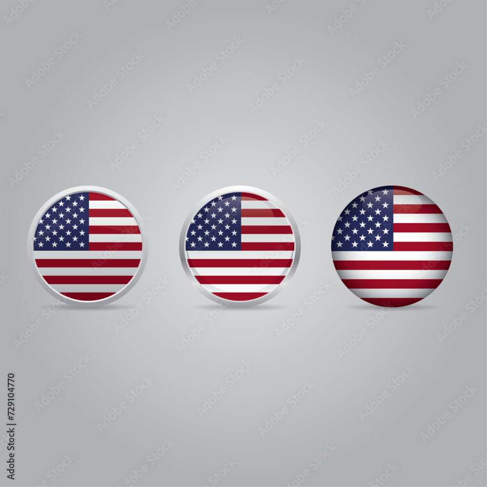Vector Set of American Flag Round Icons Vector Set of American Flag Round Icons