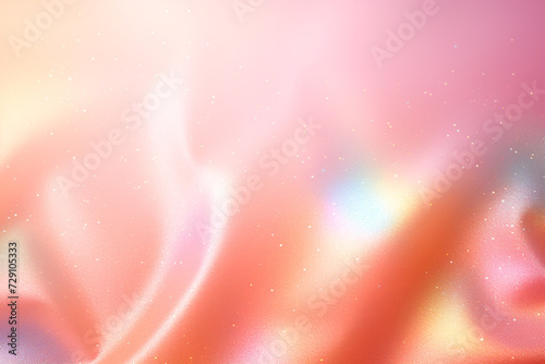 Abstract peach holographic background with sparkles, surface, backdrop, top view