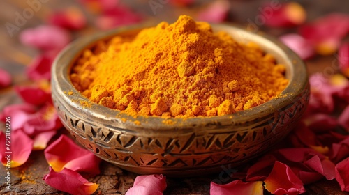 Freshly Ground Turmeric Powder A Spicy and Nutritious Addition to Your Monthly Meal Plans Generative AI photo
