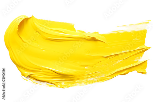 yellow painted color paint stroke isolated on transparent background