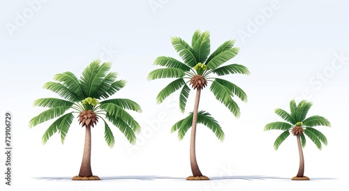 Clear white background  one palm tree isolated on solid white