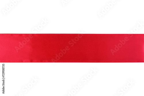 Red satin ribbon isolated on transparent background.