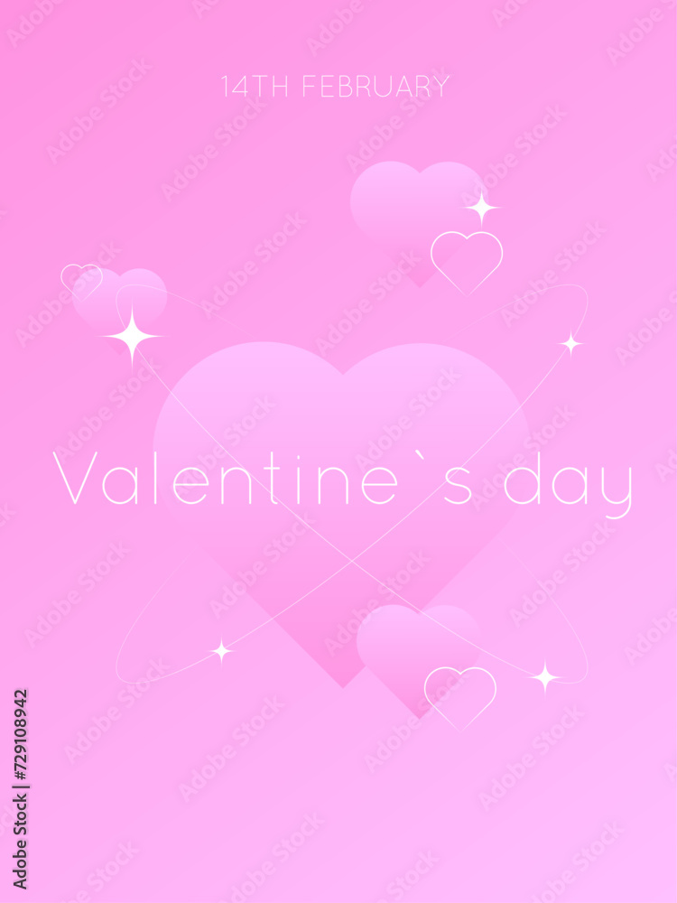 appy valentines day card with colorful hearts on pink background