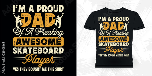 Dad Lover Father's Day Funny Skating Skateboard Skater Retro Vintage T-shirt Design
