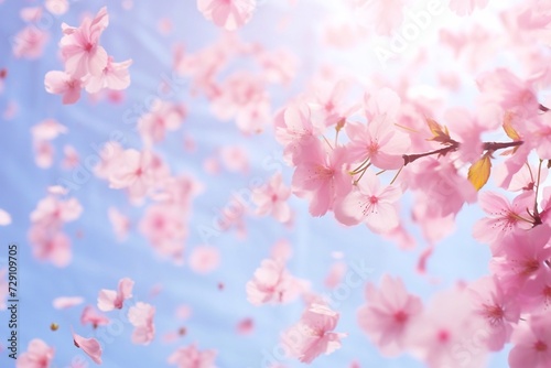   beautiful pink flowers falling in the air spring flowers conception