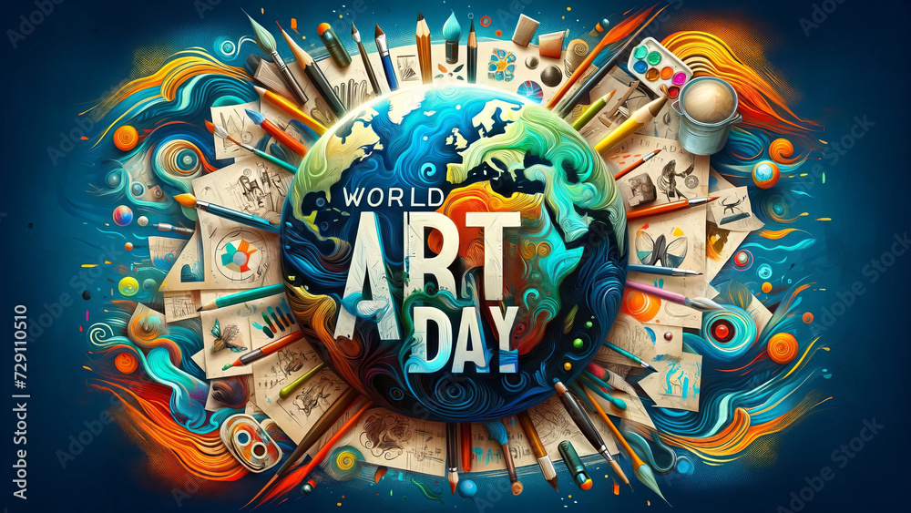 Naklejka premium Art World Art Day Showcase