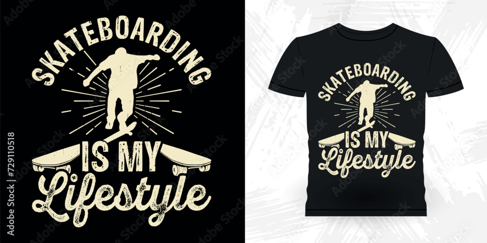 Fototapeta premium Funny Skating Skateboard Skater Retro Vintage T-shirt Design
