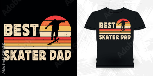 Dad Lover Father's Day Funny Skating Skateboard Skater Retro Vintage T-shirt Design