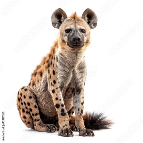 Hyena in natural pose isolated on white background, photo realistic © Pixel Pine