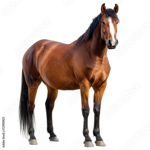 Horse in natural pose isolated on white background, photo realistic