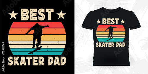 Dad Lover Father Day Funny Skating Skateboard Skater Retro Vintage T-shirt Design