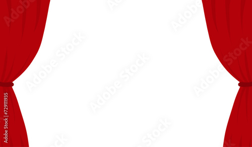 red velvet open curtains isolated on white and transparent background. red curtains minimalism flat style vector illustration