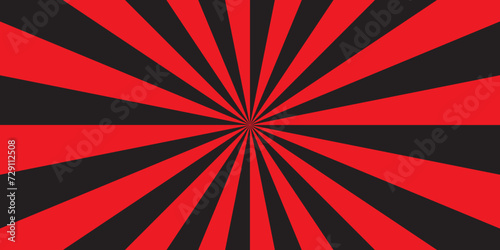Abstract red and black background with sunburst pattern colorful design. Vintage sunrays illustration swirl grunge backdrop line.	
