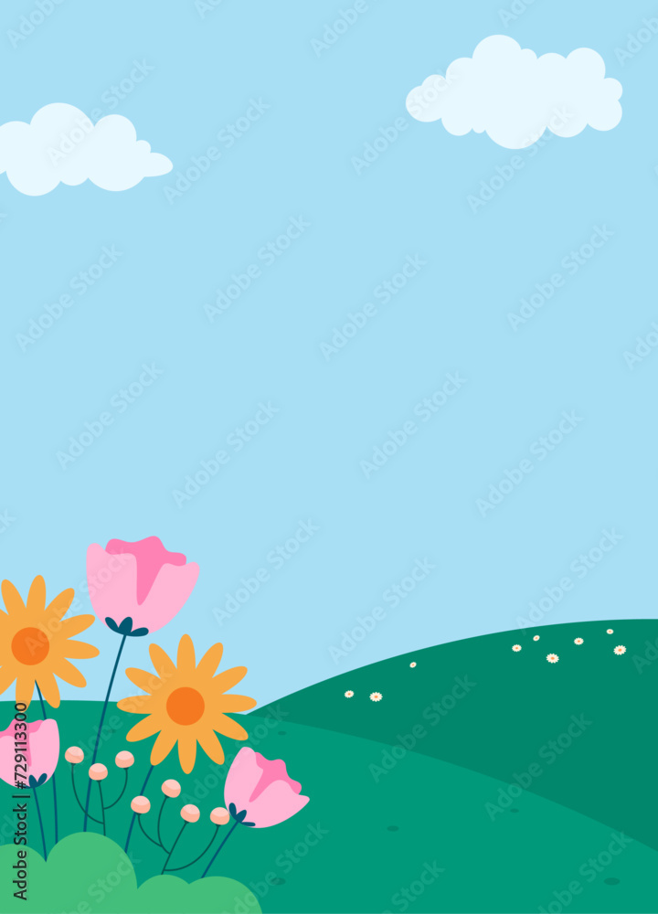 Natural spring portrait background vector illustration