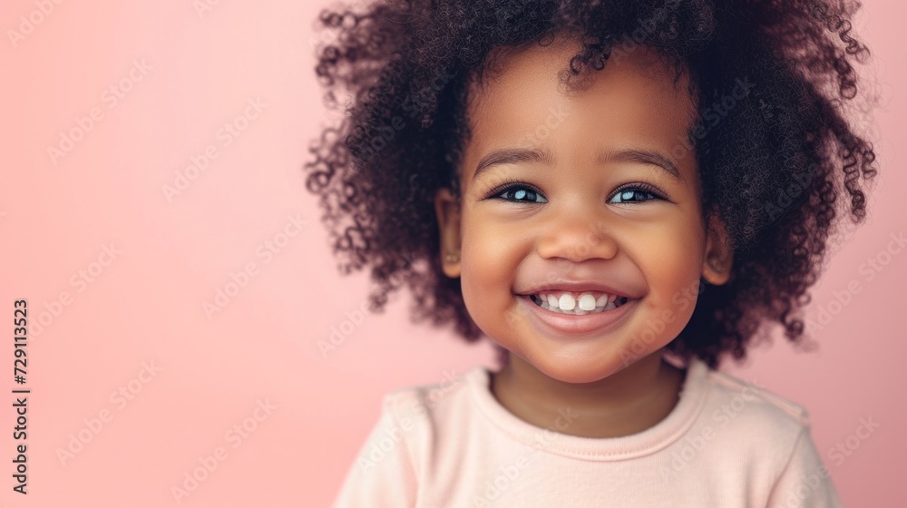 The toddler beams with joy, set against a gentle studio background. The toddler beams with joy, set against a gentle studio background.