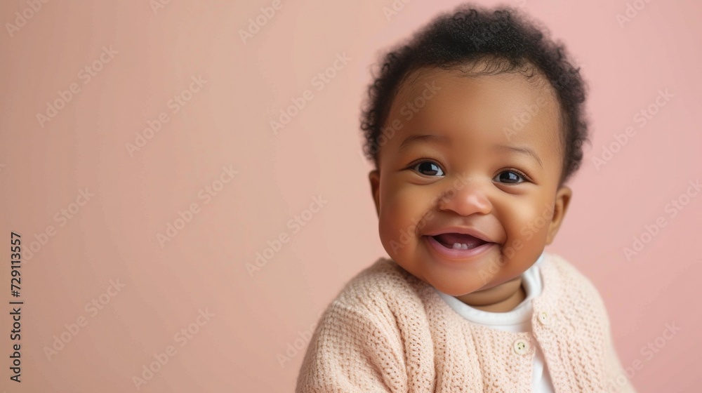 Joyful toddler captured against a soft pastel background. Joyful toddler captured against a soft pastel background.