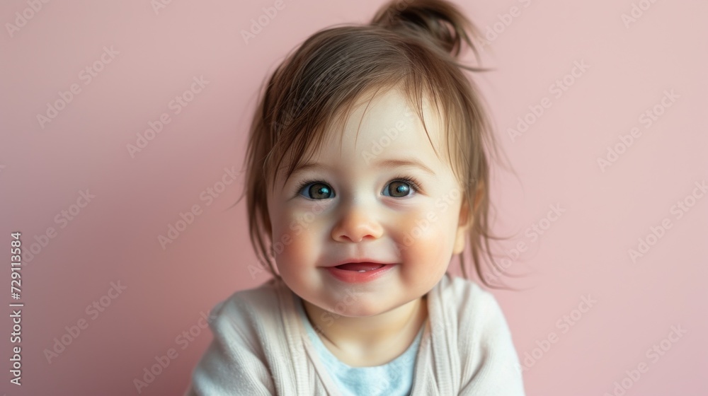 Joyful toddler with a radiant smile in pastel light. Joyful toddler with a radiant smile in pastel light.
