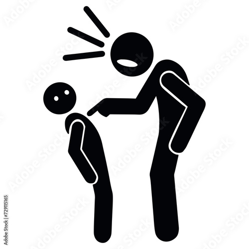 Vector man or dad scolding his son child illustration