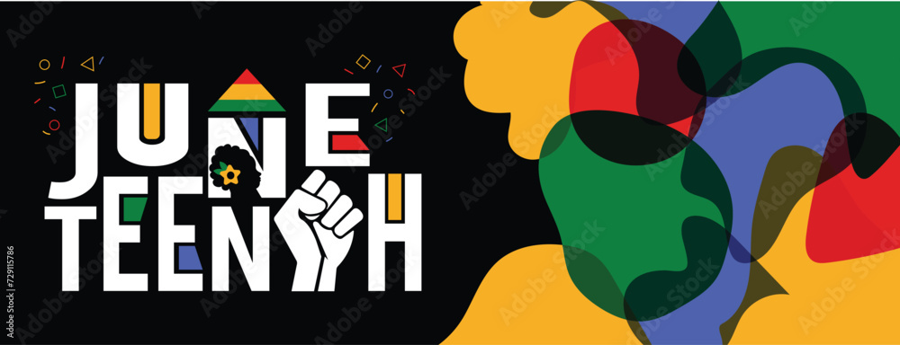 Fototapeta premium Juneteenth celebrations of freedom banner poster june 19 2024 black day flag vector4