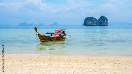 Longtail boats on the beach of Koh Ngai island tropical Island in the Andaman Sea Trang in Thailand © Fokke Baarssen