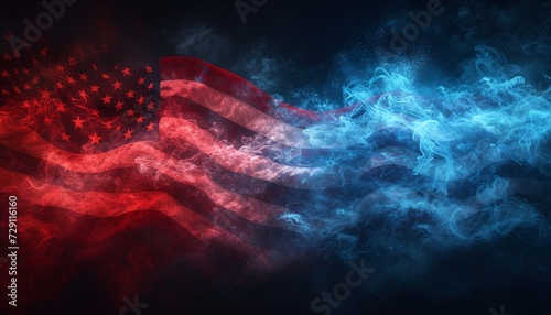 Foggy Flag A Patriotic Tribute to the American Dream Generative AI photo