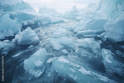 global warming and melting of glaciers in the world's oceans. Rising water levels and flooding.