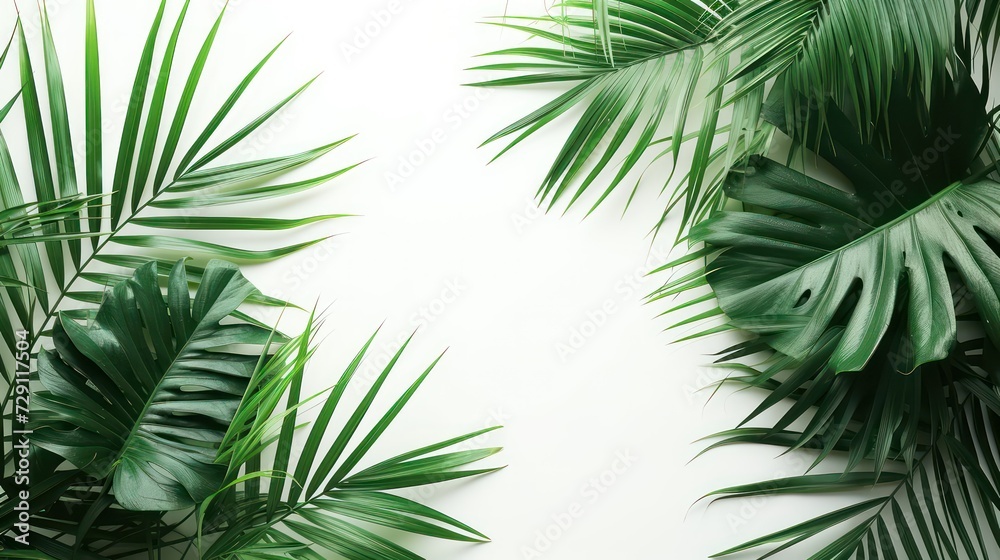 palm tree leaves on a white background
