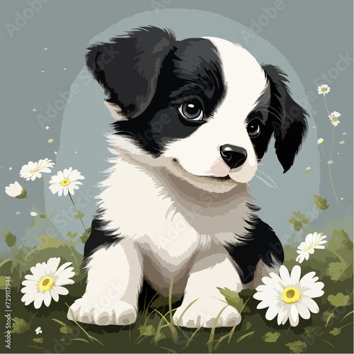 Cute happy puppy in nature