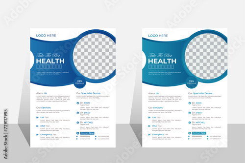 Professional Dental Healthcare Medical Flyer Design, Vector, Graphic, A4, with Gradient photo