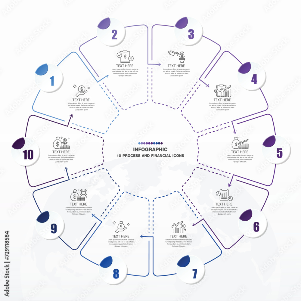 Blue tone circle infographic with 10 steps, process or options. Blue tone circle infographic with 10 steps, process or options.