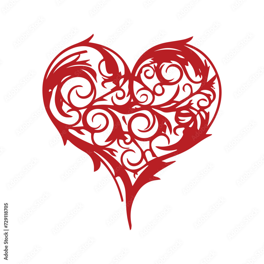 Ornamental artistic valentine heart vector silhouette. Ornamental artistic valentine heart vector silhouette.