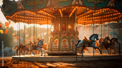 Amusement Park Joy  Carousel Ride   Generative AI  