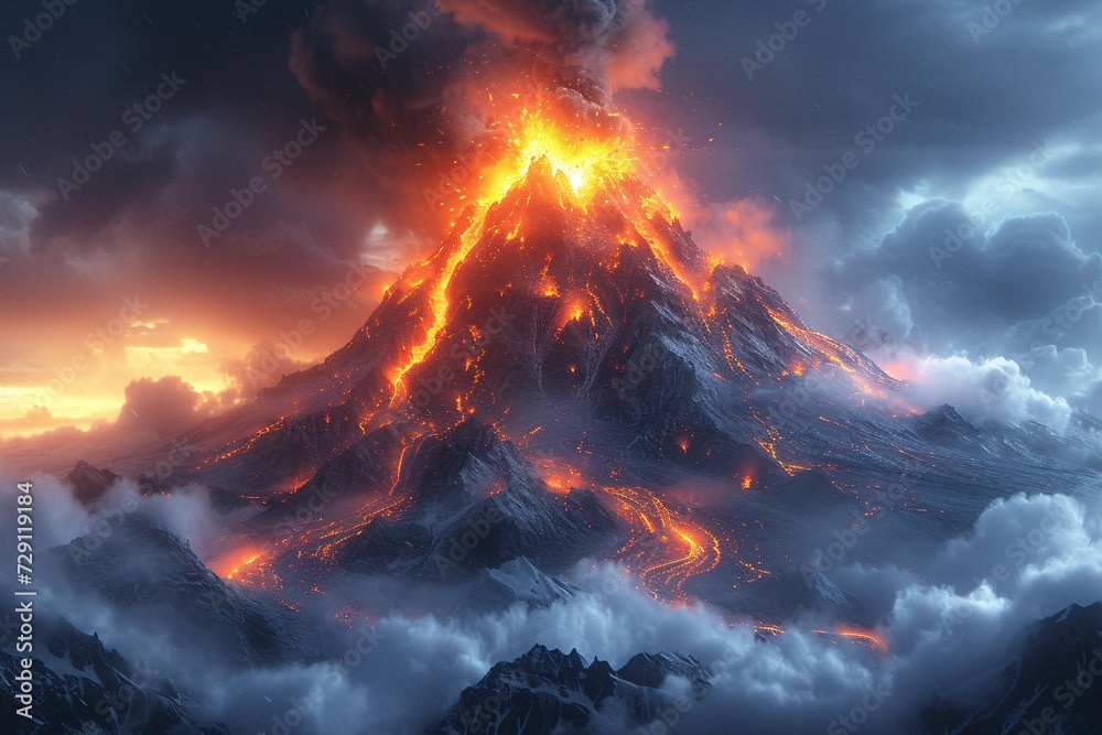 Volcano Eruption in the Sky Generative AI