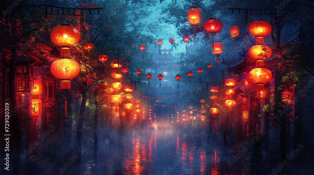 Chinese New Year Celebration A Luminous Nighttime Stroll Through the City Generative AI Chinese New Year Celebration A Luminous Nighttime Stroll Through the City Generative AI