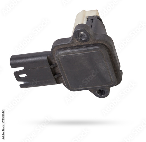 Mass air flow sensor isolated on white background. Auto service industry. Spare parts catalog Auto service industry. Spare parts catalog.