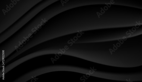 Black abstract background with flowing patterns, dark tones, vector illustration.