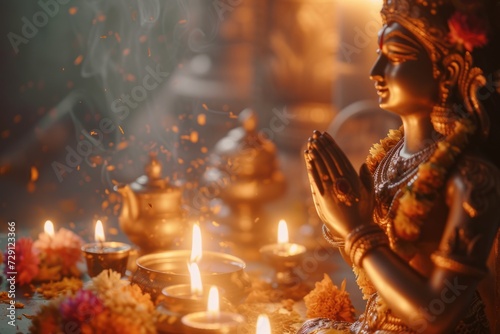 divine celebration: honoring Ram Navami, a sacred Hindu festival commemorating the birth of Lord Rama, with devout worship, spiritual rituals, and vibrant cultural festivities steeped in tradition photo