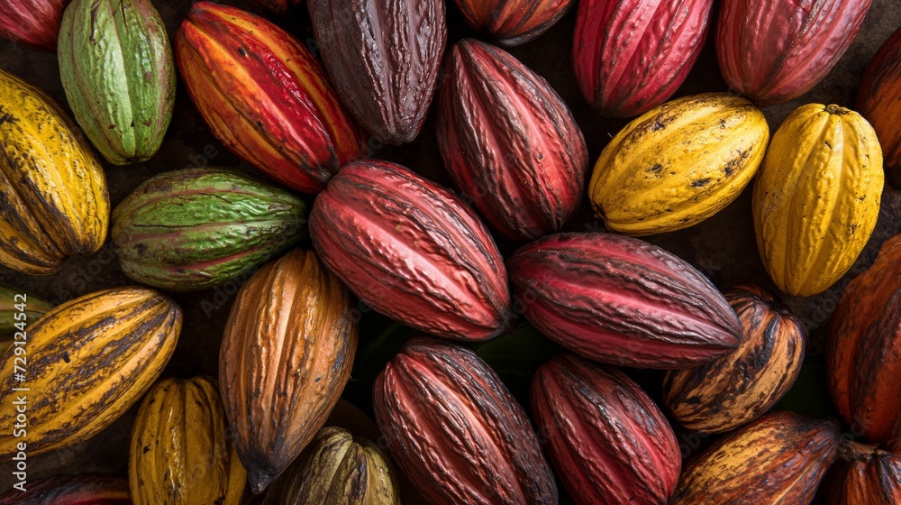 Multicolored Cocoa fruit, cocoa plant Multicolored Cocoa fruit, cocoa plant