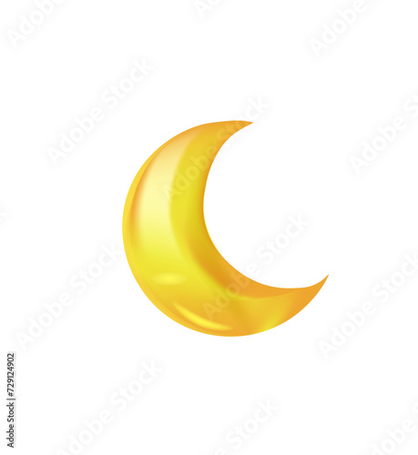 The yellow month is voluminous on a white background