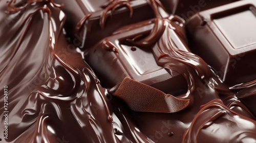 melted dark chocolate flow, candy or chocolate preparation