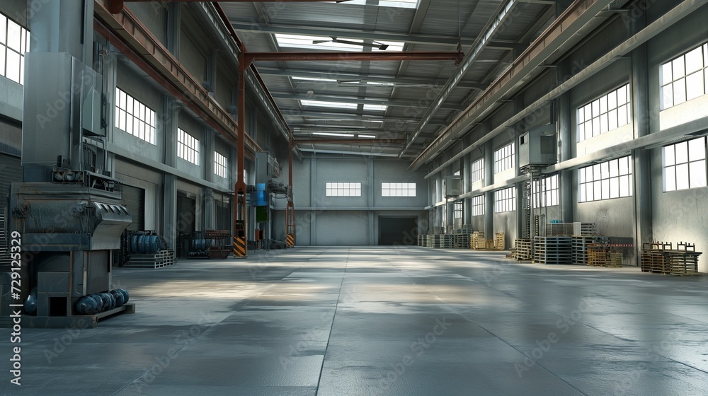 Empty Large factory workshop space building