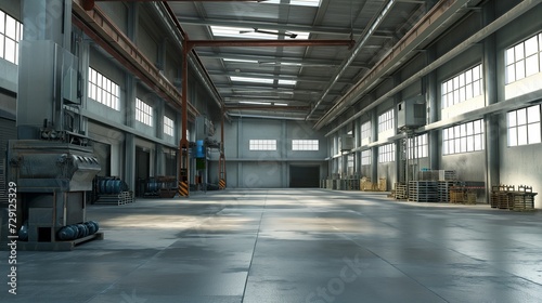 Empty Large factory workshop space building