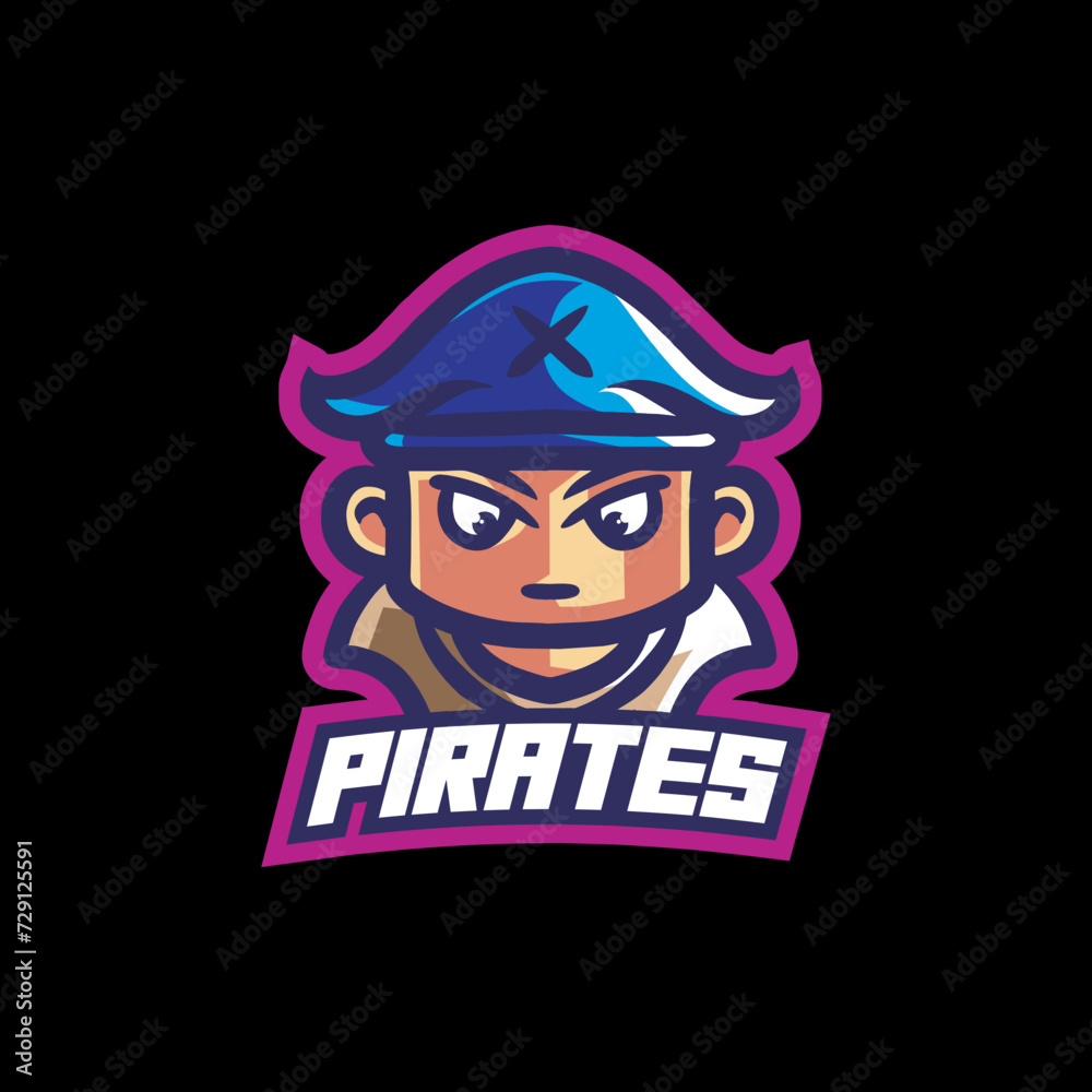 pirates mascot logo design with modern illustration concept style for badge, emblem and t shirt printing. smart pirates illustration