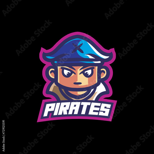 pirates mascot logo design with modern illustration concept style for badge, emblem and t shirt printing. smart pirates illustration